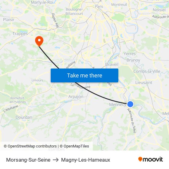 Morsang-Sur-Seine to Magny-Les-Hameaux map