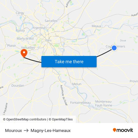 Mouroux to Magny-Les-Hameaux map