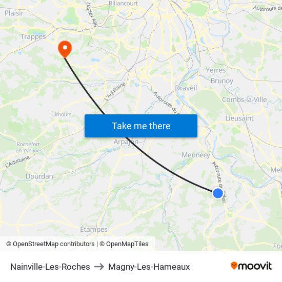 Nainville-Les-Roches to Magny-Les-Hameaux map