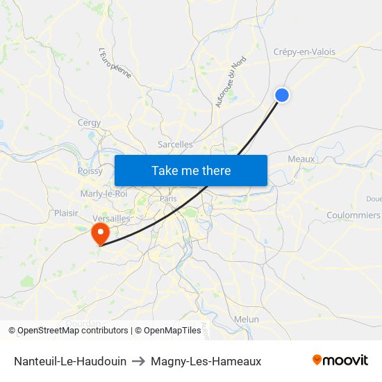 Nanteuil-Le-Haudouin to Magny-Les-Hameaux map