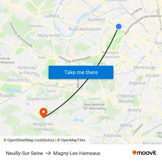 Neuilly-Sur-Seine to Magny-Les-Hameaux map