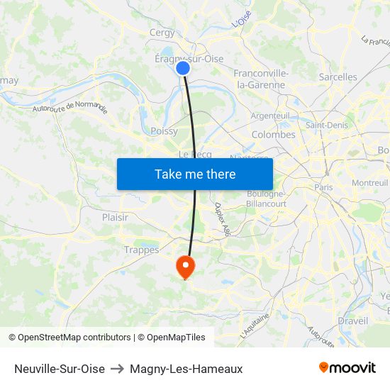 Neuville-Sur-Oise to Magny-Les-Hameaux map