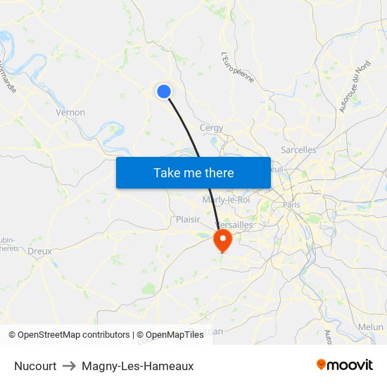 Nucourt to Magny-Les-Hameaux map