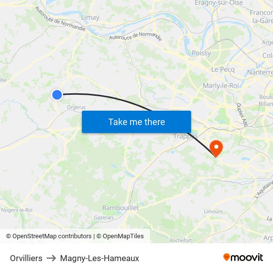 Orvilliers to Magny-Les-Hameaux map