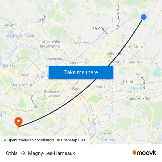 Othis to Magny-Les-Hameaux map