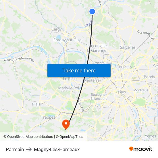 Parmain to Magny-Les-Hameaux map