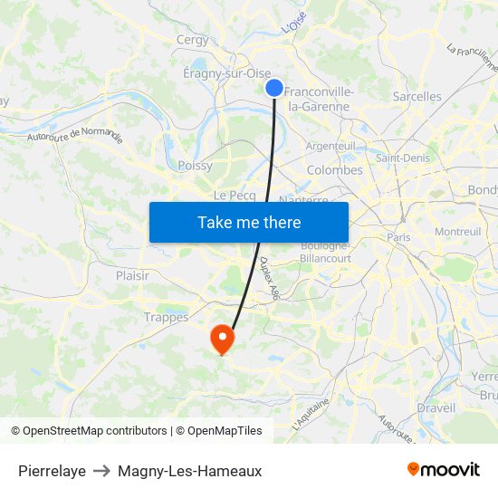 Pierrelaye to Magny-Les-Hameaux map