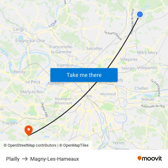 Plailly to Magny-Les-Hameaux map