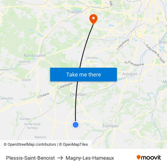 Plessis-Saint-Benoist to Magny-Les-Hameaux map