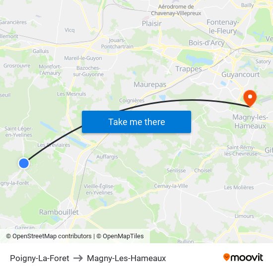 Poigny-La-Foret to Magny-Les-Hameaux map