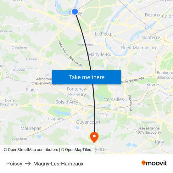 Poissy to Magny-Les-Hameaux map