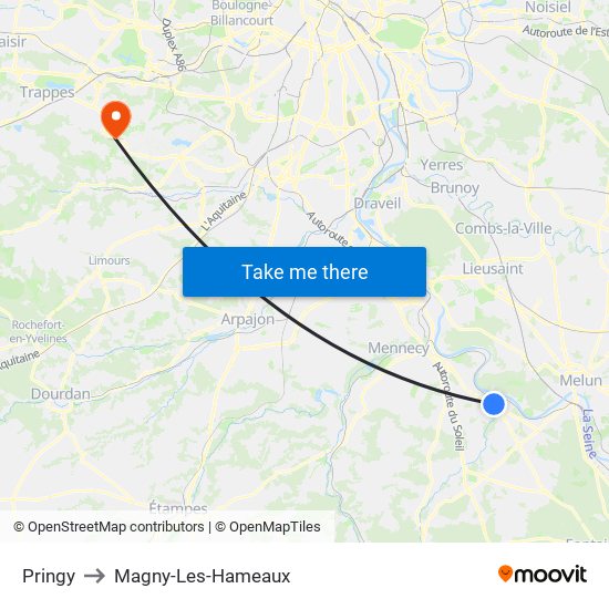 Pringy to Magny-Les-Hameaux map