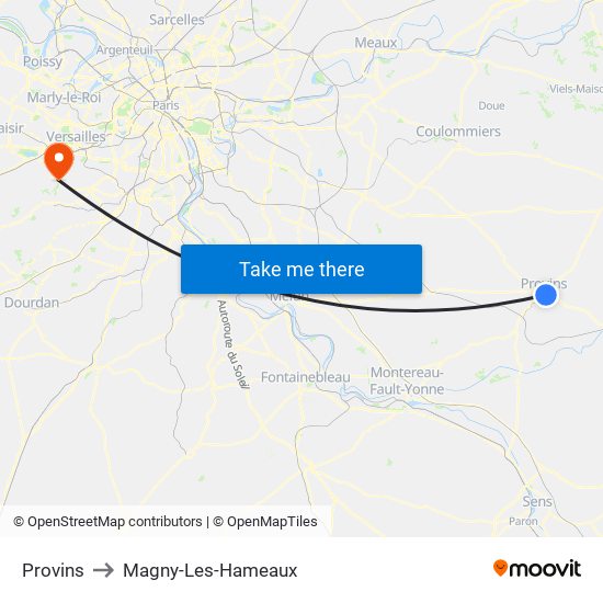 Provins to Magny-Les-Hameaux map