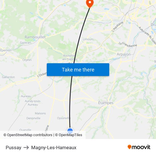 Pussay to Magny-Les-Hameaux map