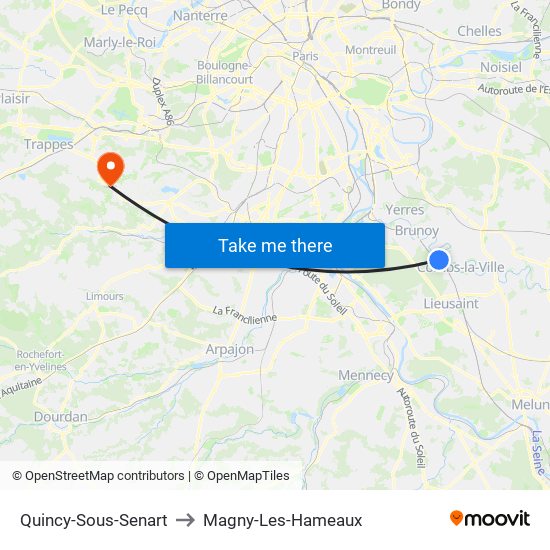 Quincy-Sous-Senart to Magny-Les-Hameaux map