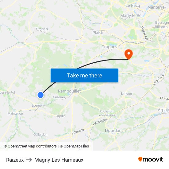 Raizeux to Magny-Les-Hameaux map