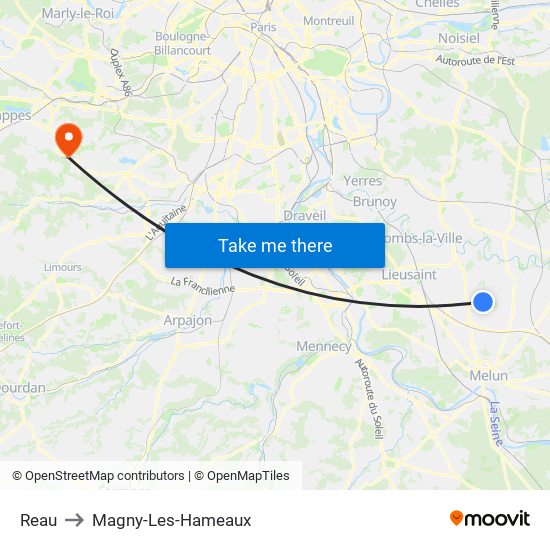 Reau to Magny-Les-Hameaux map
