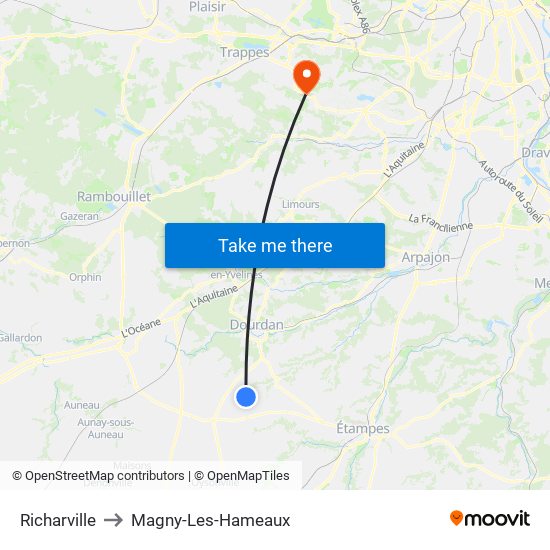 Richarville to Magny-Les-Hameaux map