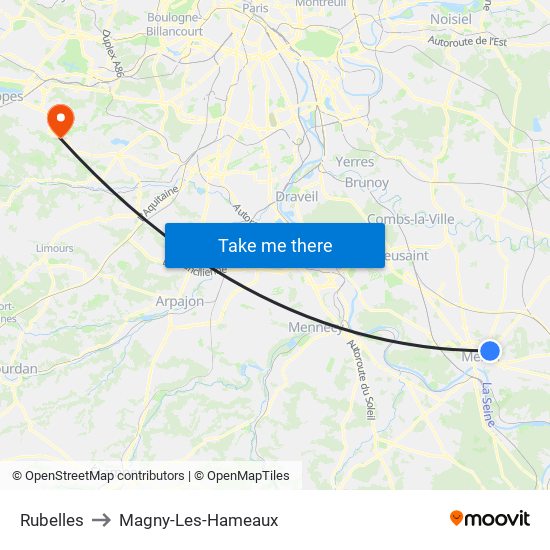 Rubelles to Magny-Les-Hameaux map