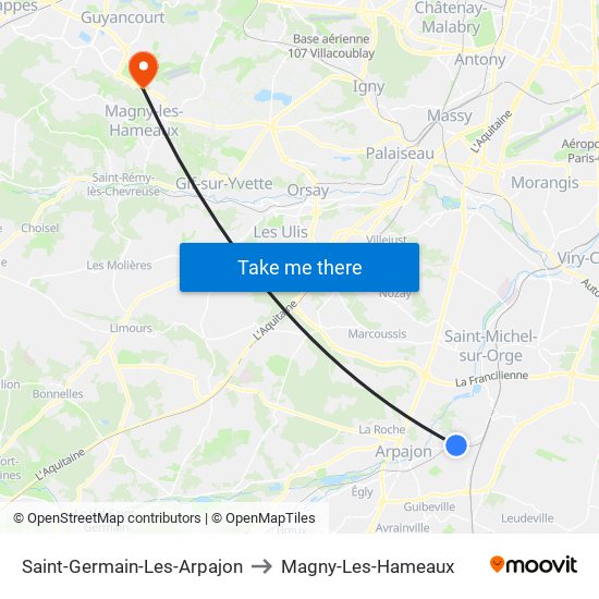 Saint-Germain-Les-Arpajon to Magny-Les-Hameaux map