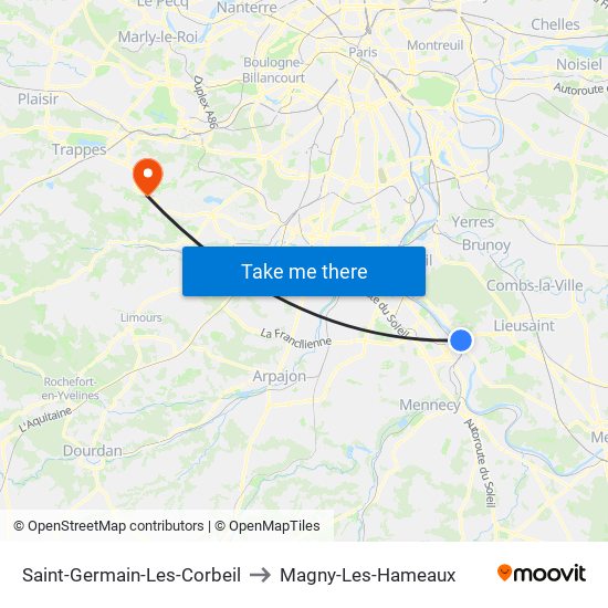 Saint-Germain-Les-Corbeil to Magny-Les-Hameaux map
