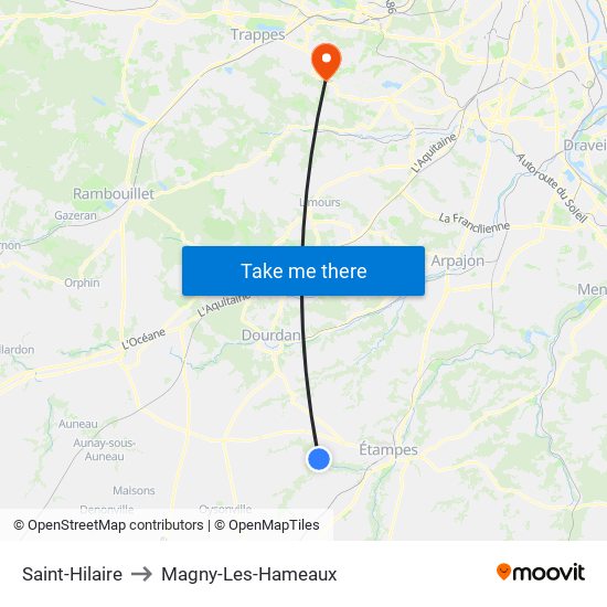 Saint-Hilaire to Magny-Les-Hameaux map