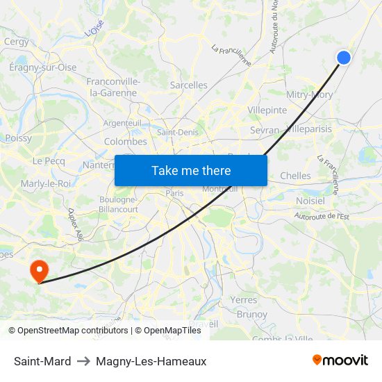 Saint-Mard to Magny-Les-Hameaux map