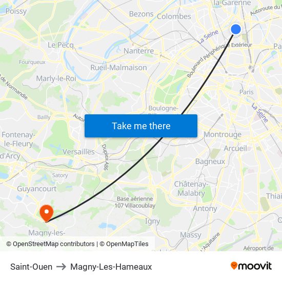 Saint-Ouen to Magny-Les-Hameaux map