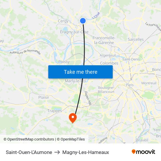 Saint-Ouen-L'Aumone to Magny-Les-Hameaux map