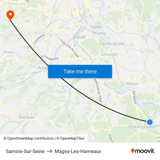 Samois-Sur-Seine to Magny-Les-Hameaux map