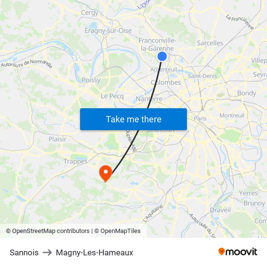 Sannois to Magny-Les-Hameaux map