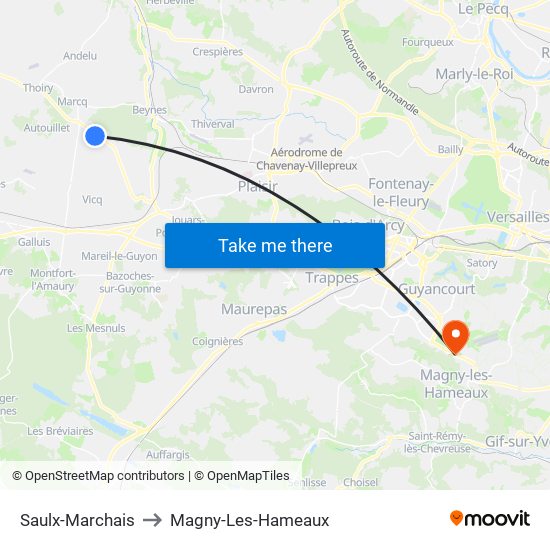 Saulx-Marchais to Magny-Les-Hameaux map