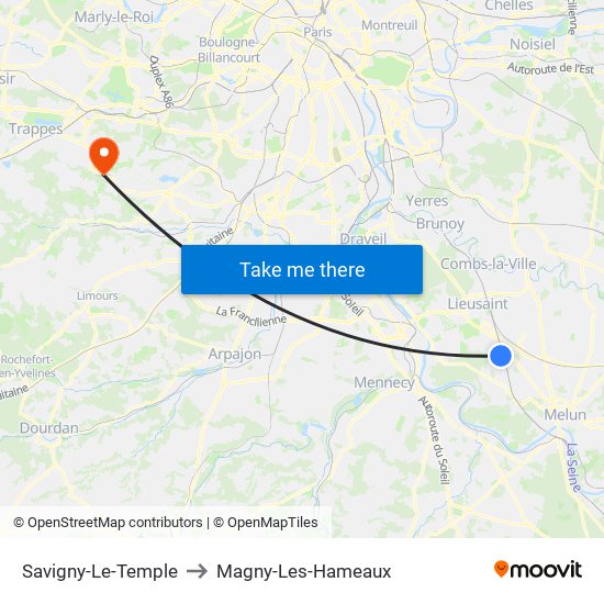 Savigny-Le-Temple to Magny-Les-Hameaux map