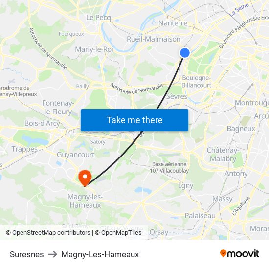 Suresnes to Magny-Les-Hameaux map