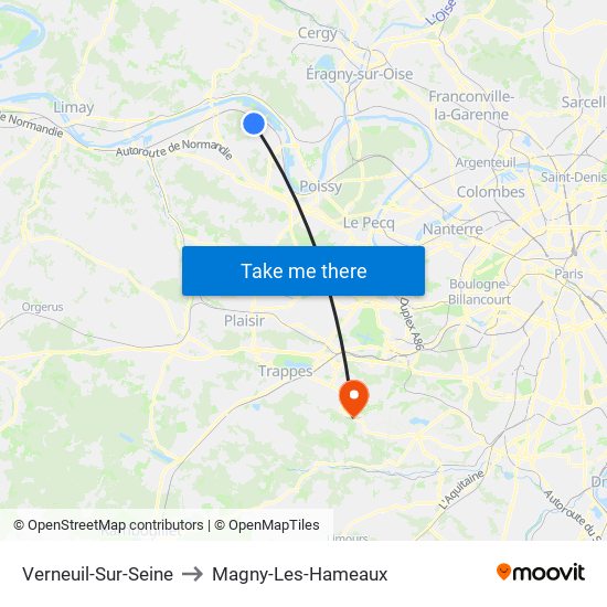Verneuil-Sur-Seine to Magny-Les-Hameaux map