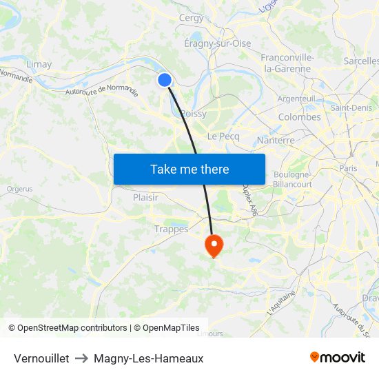 Vernouillet to Magny-Les-Hameaux map