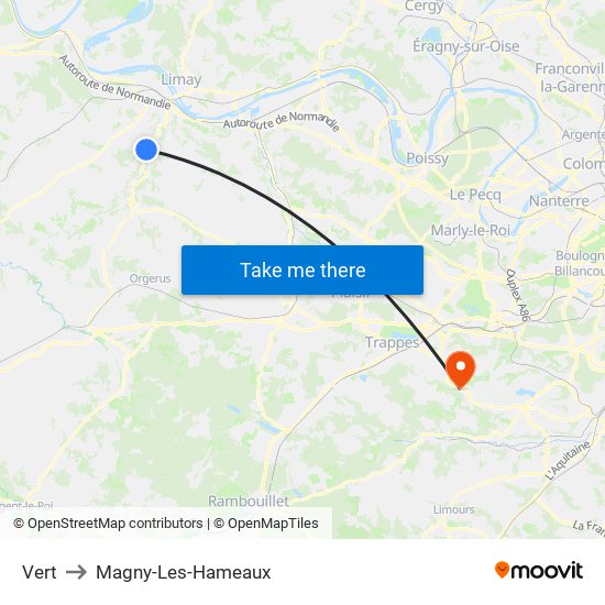 Vert to Magny-Les-Hameaux map