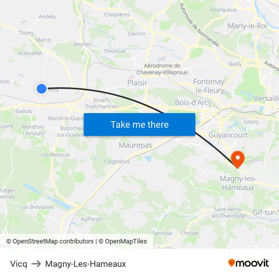 Vicq to Magny-Les-Hameaux map