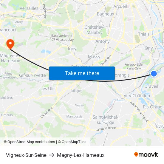 Vigneux-Sur-Seine to Magny-Les-Hameaux map