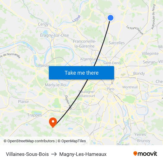 Villaines-Sous-Bois to Magny-Les-Hameaux map