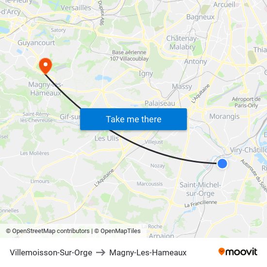 Villemoisson-Sur-Orge to Magny-Les-Hameaux map