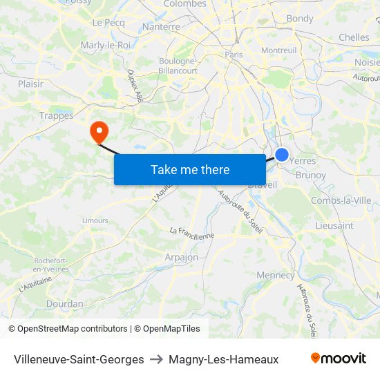 Villeneuve-Saint-Georges to Magny-Les-Hameaux map