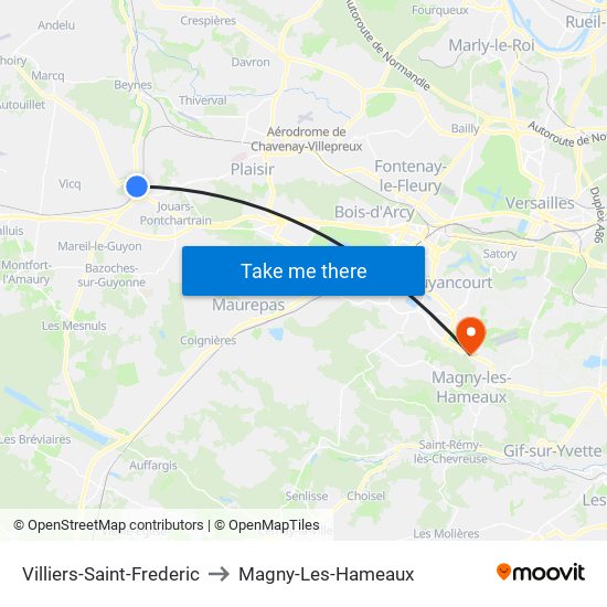 Villiers-Saint-Frederic to Magny-Les-Hameaux map