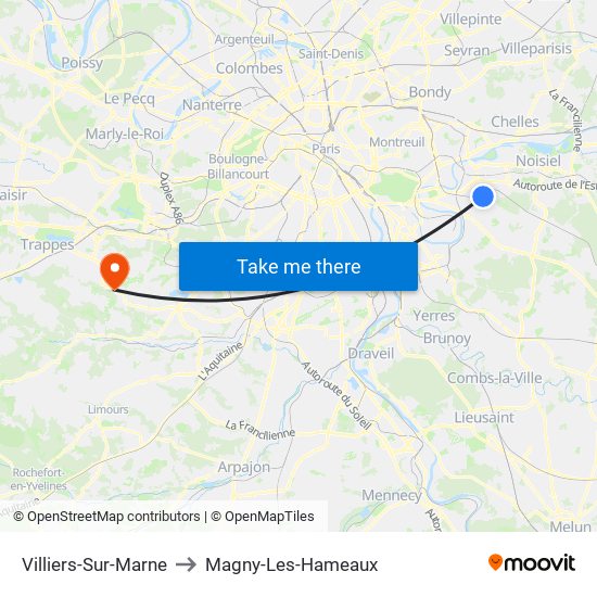 Villiers-Sur-Marne to Magny-Les-Hameaux map