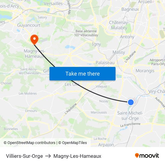 Villiers-Sur-Orge to Magny-Les-Hameaux map