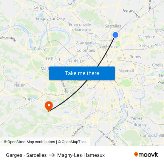 Garges - Sarcelles to Magny-Les-Hameaux map
