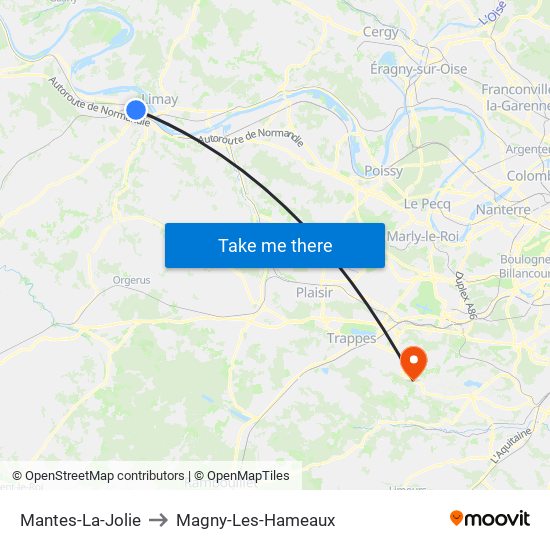 Mantes-La-Jolie to Magny-Les-Hameaux map