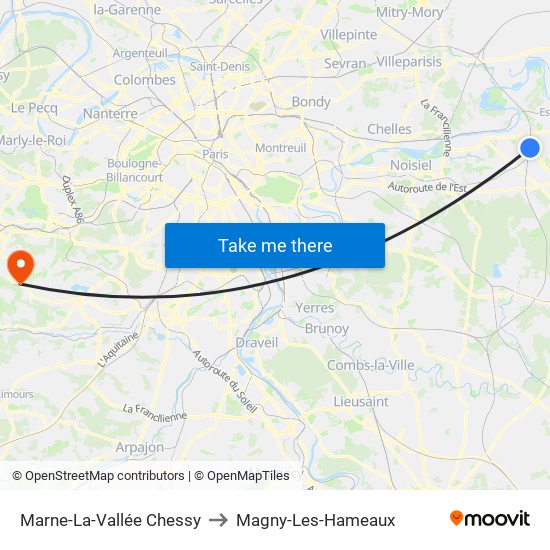 Marne-La-Vallée Chessy to Magny-Les-Hameaux map