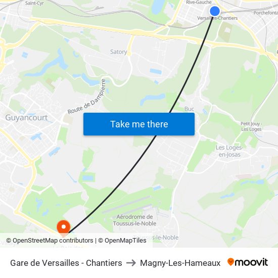 Gare de Versailles - Chantiers to Magny-Les-Hameaux map