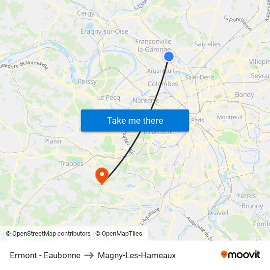 Ermont - Eaubonne to Magny-Les-Hameaux map